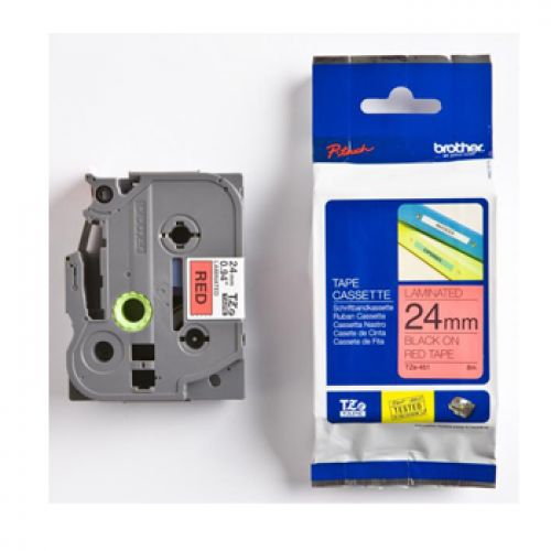 BROTHER Fita laminada vermelho/ preto 24mm , Brother , BROTZE451 , 4977766686358